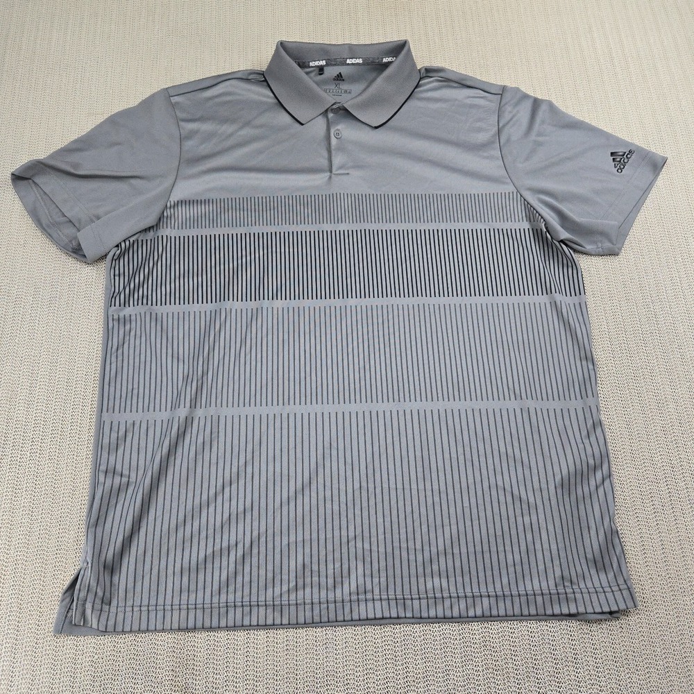 Adidas Polo Shirt Mens Extra Large Gray Short Sleeve Lightweight Golf